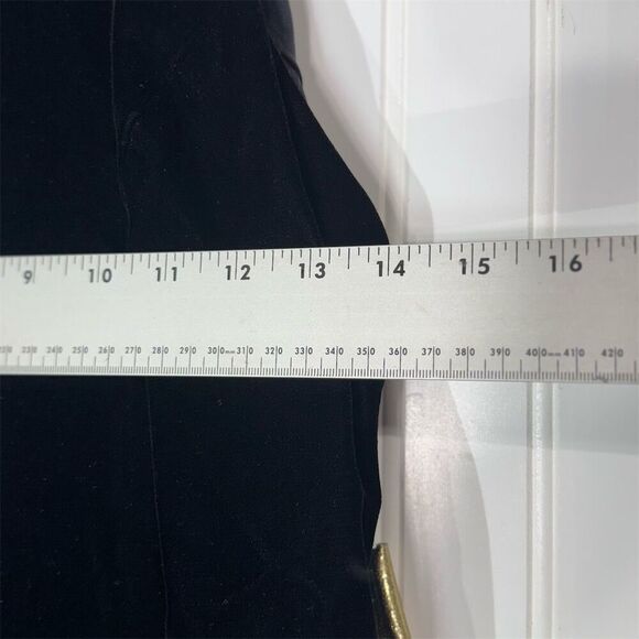 Vintage Jessica McClintock Black Velvet Gold Bow Halter Gown Size 10 USA Made - Picture 6 of 12